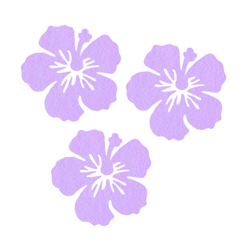 ZESTAW FRONTÓW KWIATEK HIBISKUS FILCOWE FIOLETOWE 6x5,5cm 3szt