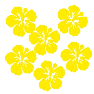 ZESTAW FRONTÓW KWIATEK HIBISKUS FILCOWE ŻÓŁTY 6x5,5cm 6szt