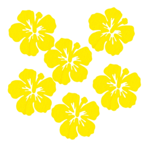 ZESTAW FRONTÓW KWIATEK HIBISKUS FILCOWE ŻÓŁTY 6x5,5cm 6szt