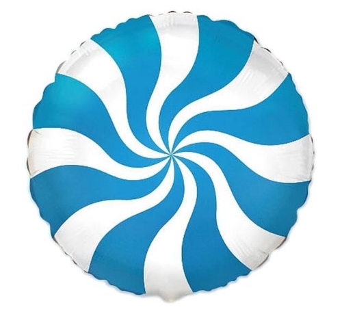 BALON OKRĄGŁY LIZAK BIAŁO-NIEBIESKI 18'' 46cm