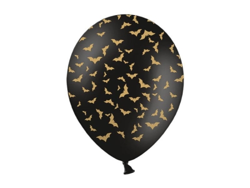 BALON CZARNY NIETOPERZE ZŁOTE 30cm 1szt