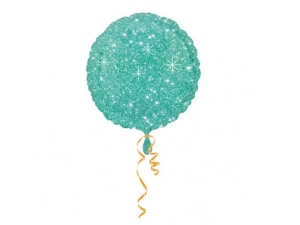 BALON ANAGRAM OKRĄGŁY BROKAT TURKUSOWY 17'' 43cm