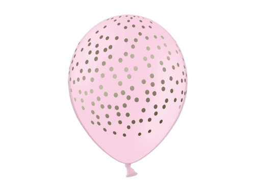 BALON RÓŻ KROPKI ZŁOTE 30cm 1szt