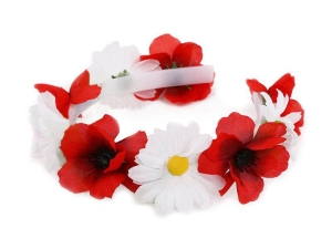 WIANEK OPASKA KWIATY ZO BIAŁO-CZERWONY