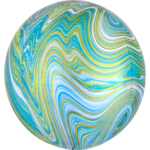 BALON ANAGRAM KULA WZORKI NIEBIESKO-ZIELONY 16'' 40cm