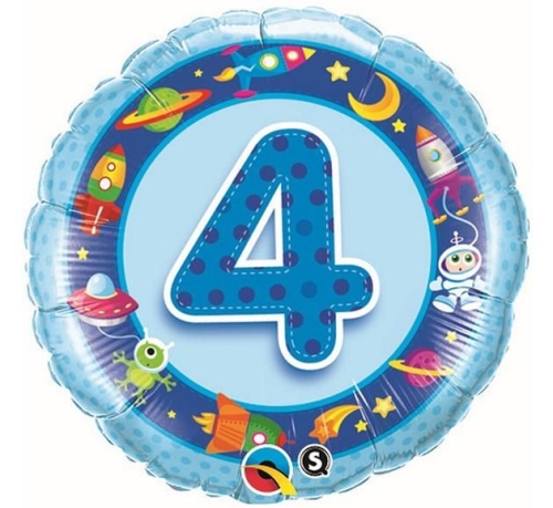BALON CYFRA 4 NIEBIESKI 18'' 46cm