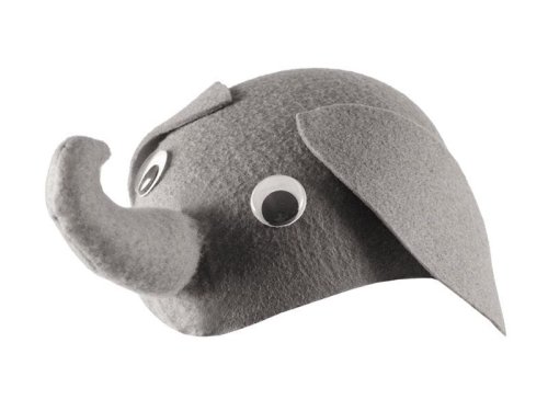 CZAPKA SŁONIK RUCHOME OCZY SZARA